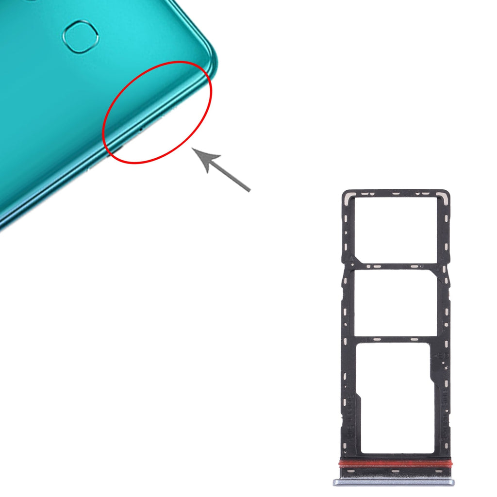 For Infinix Zero 8i X687B SIM Card Tray + SIM Card Tray + Micro SD Card Tray (Silver)