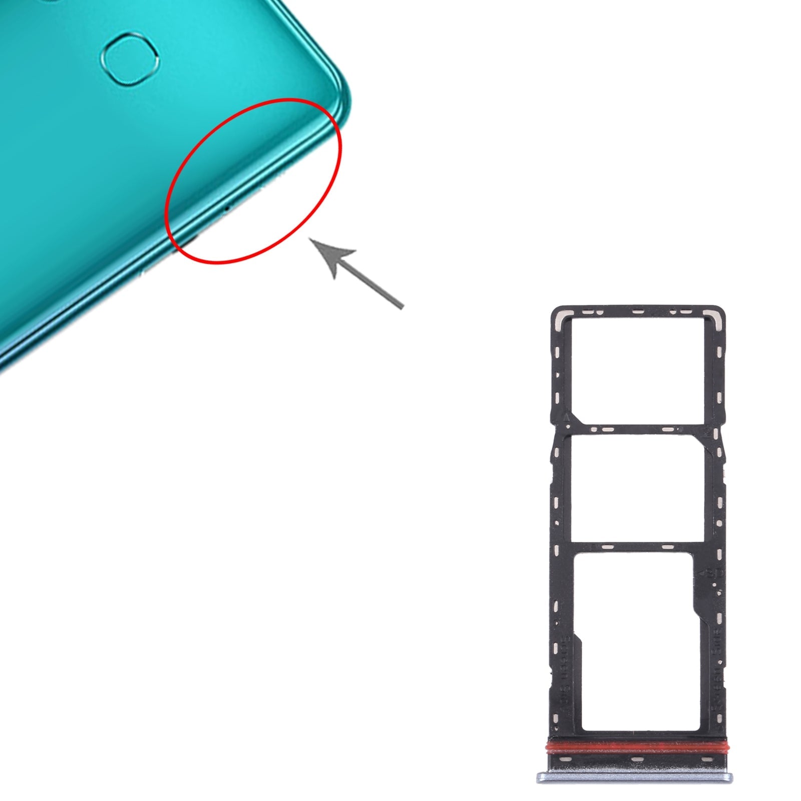 For Infinix Zero 8i X687B SIM Card Tray + SIM Card Tray + Micro SD Card Tray (Silver)