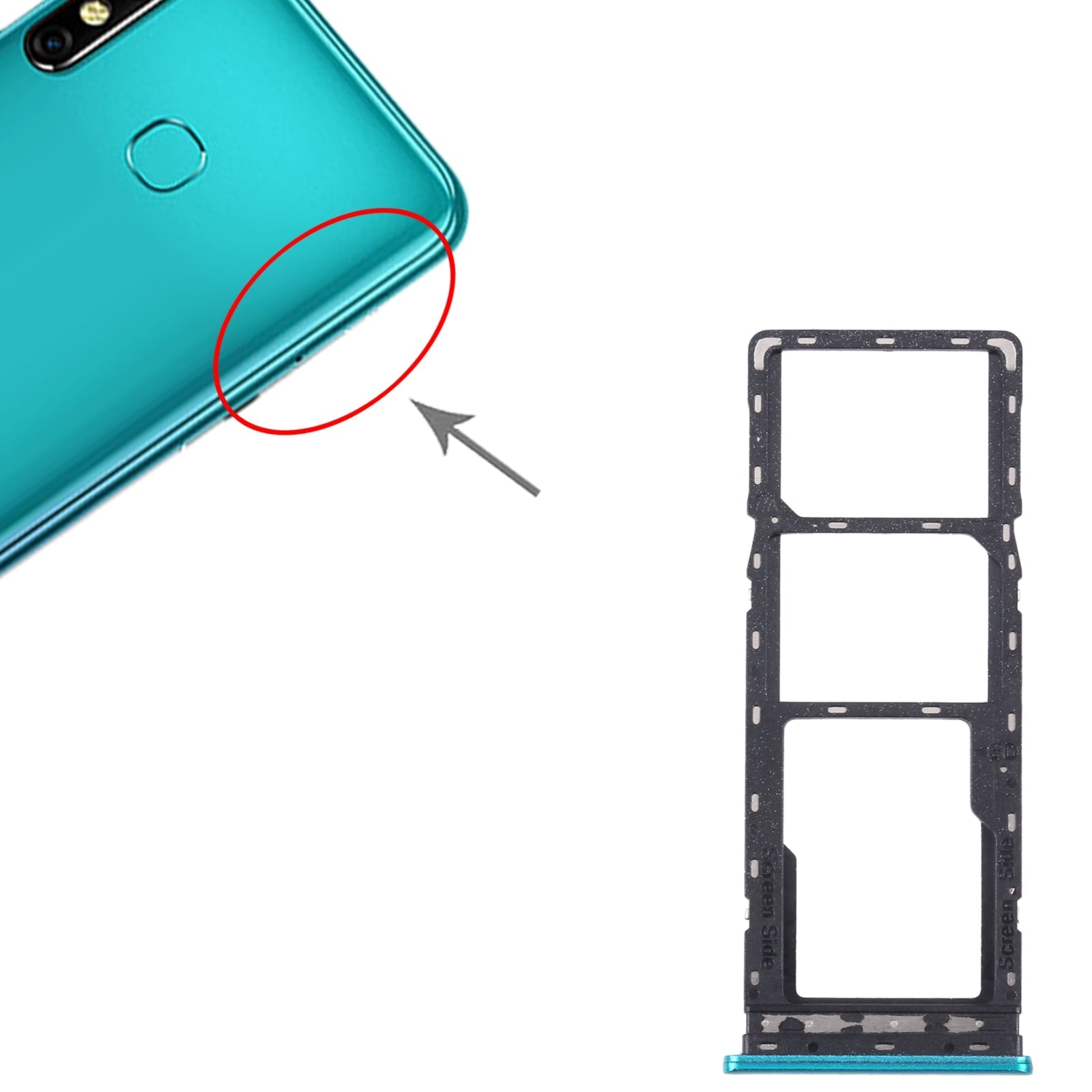 For Infinix Hot 10s NFC/Hot 10s/Hot 10T SIM Card Tray + SIM Card Tray + Micro SD Card Tray (Green)
