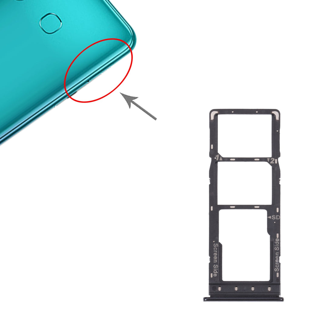For Infinix Hot 10s NFC/Hot 10s/Hot 10T SIM Card Tray + SIM Card Tray + Micro SD Card Tray (Black)