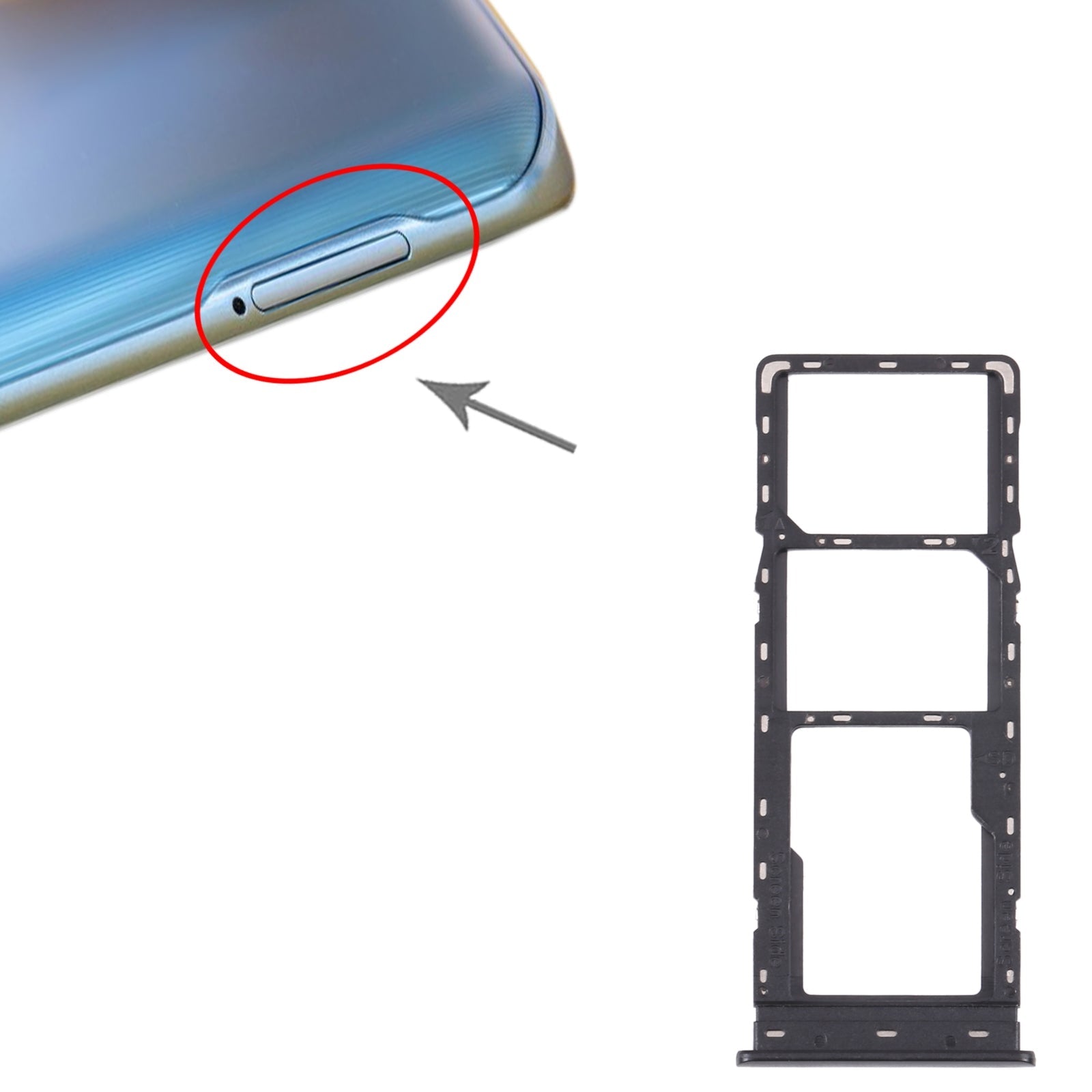 For Tecno Camon 16 CE7 CE7J CE9H SIM Card Tray + SIM Card Tray + Micro SD Card Tray (Black)