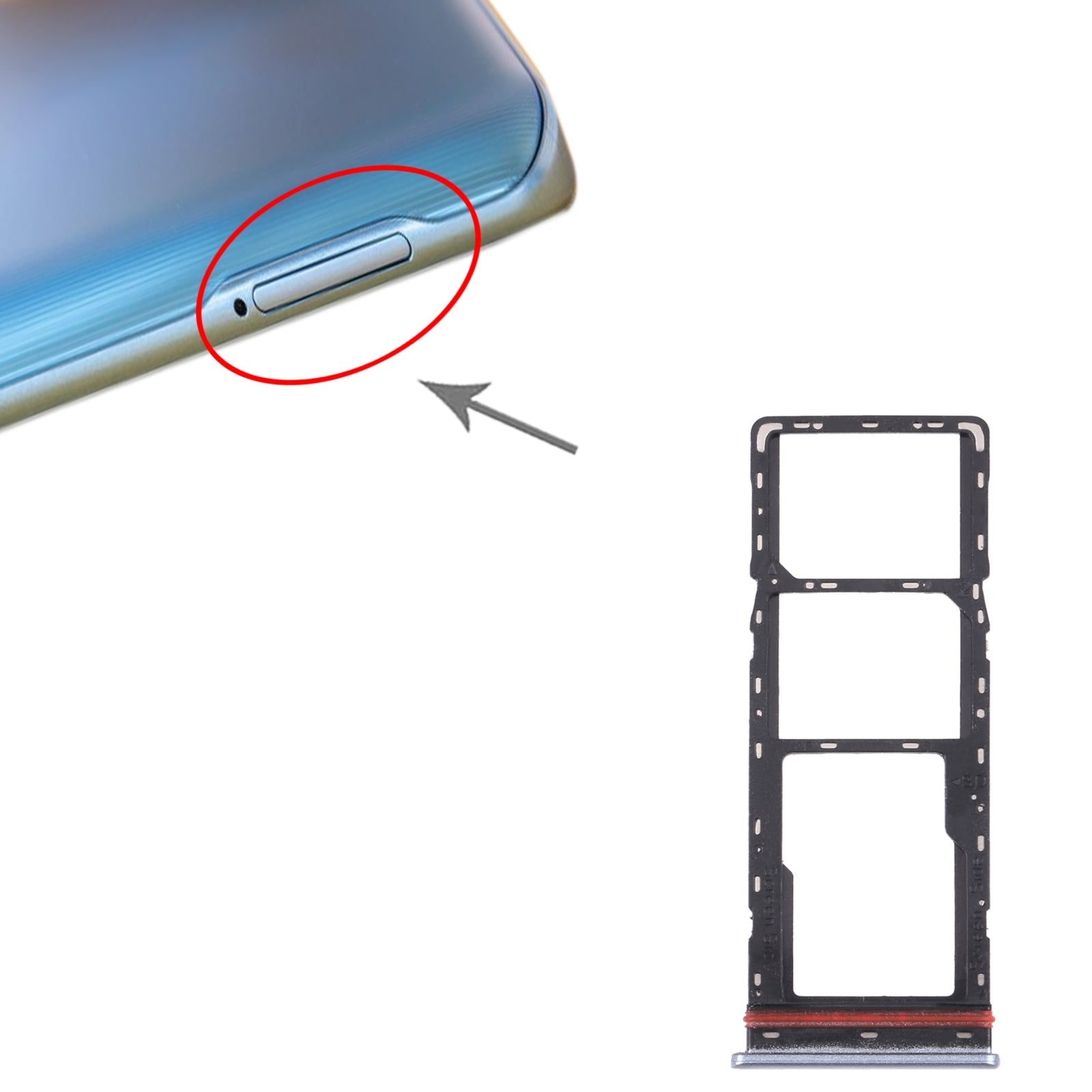 For Tecno Camon 16 CE7 CE7J CE9H SIM Card Tray + SIM Card Tray + Micro SD Card Tray (Silver)