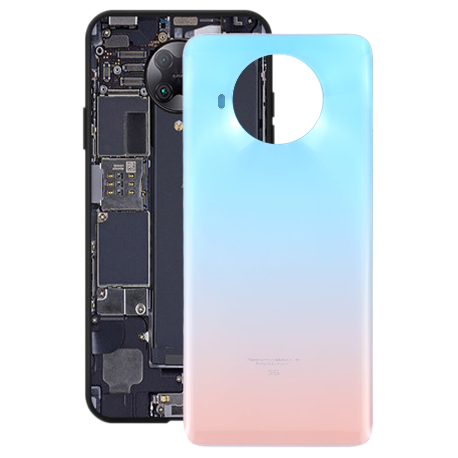 Glass Battery Back Cover for Xiaomi Redmi Note 9 Pro 5G/Mi 10T Lite 5G(Lake Blue)
