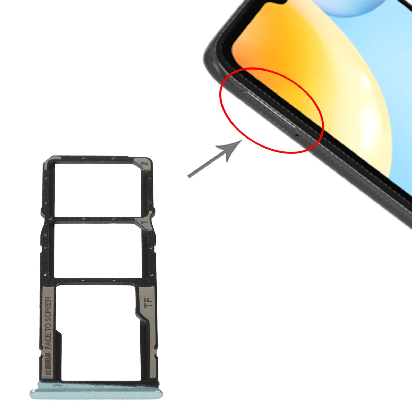 SIM Card Tray + SIM Card Tray + Micro SD Card Tray For Xiaomi Redmi 10C/Redmi 10 India/Poco C40(Green)