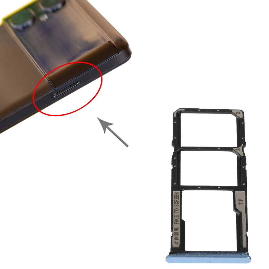 SIM Card Tray + SIM Card Tray + Micro SD Card Tray For Xiaomi Poco M4 5G/Poco M4 5G India/Redmi Note 11R(Blue)