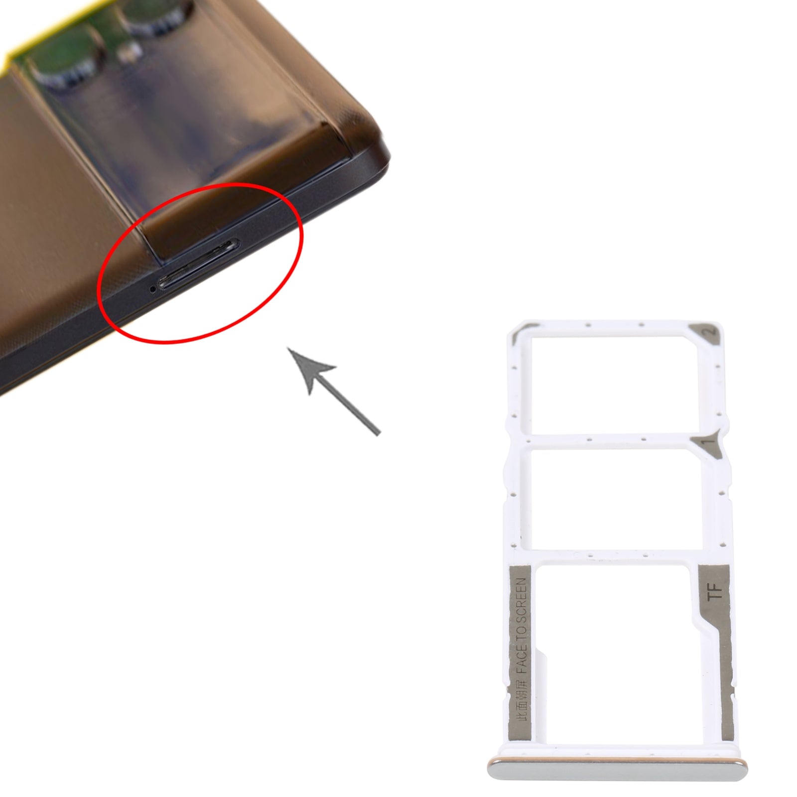 SIM Card Tray + SIM Card Tray + Micro SD Card Tray For Xiaomi Poco M4 5G/Poco M4 5G India/Redmi Note 11R(Silver)