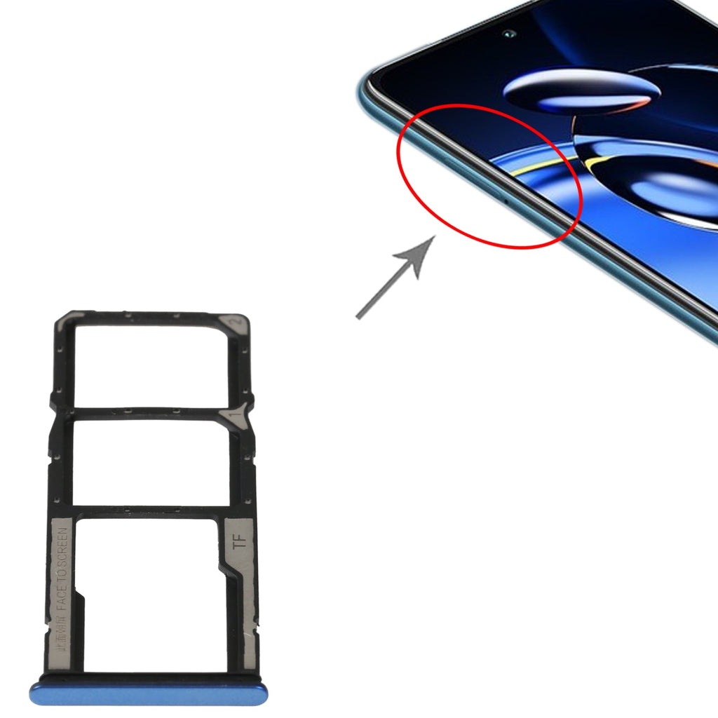 For Xiaomi Redmi Note 11SE SIM Card Tray + SIM Card Tray + Micro SD Card Tray(Blue)