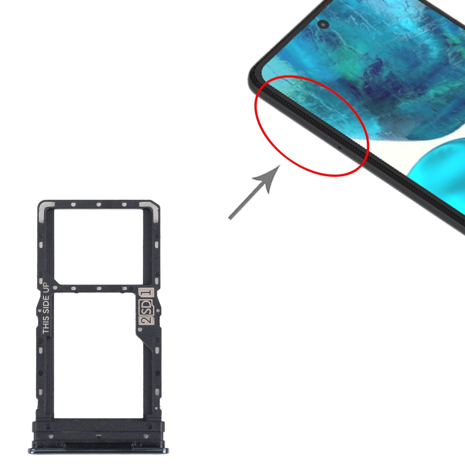For Motorola Moto G52 SIM Card Tray + SIM / Micro SD Card Tray (Black)
