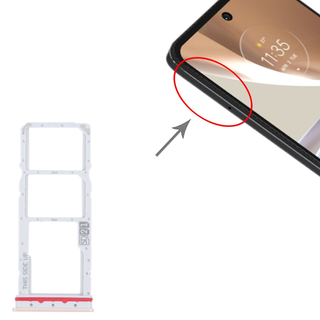For Motorola Moto G32 SIM Card Tray + SIM Card Tray + Micro SD Card Tray (Gold)