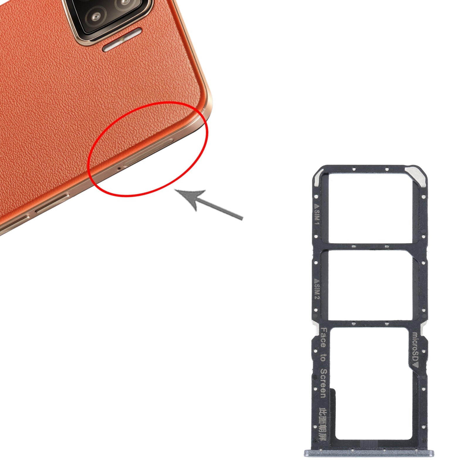 For OPPO A73 4G / F17 / A93 4G / A73 5G SIM Card Tray + SIM Card Tray + Micro SD Card Tray (Black)