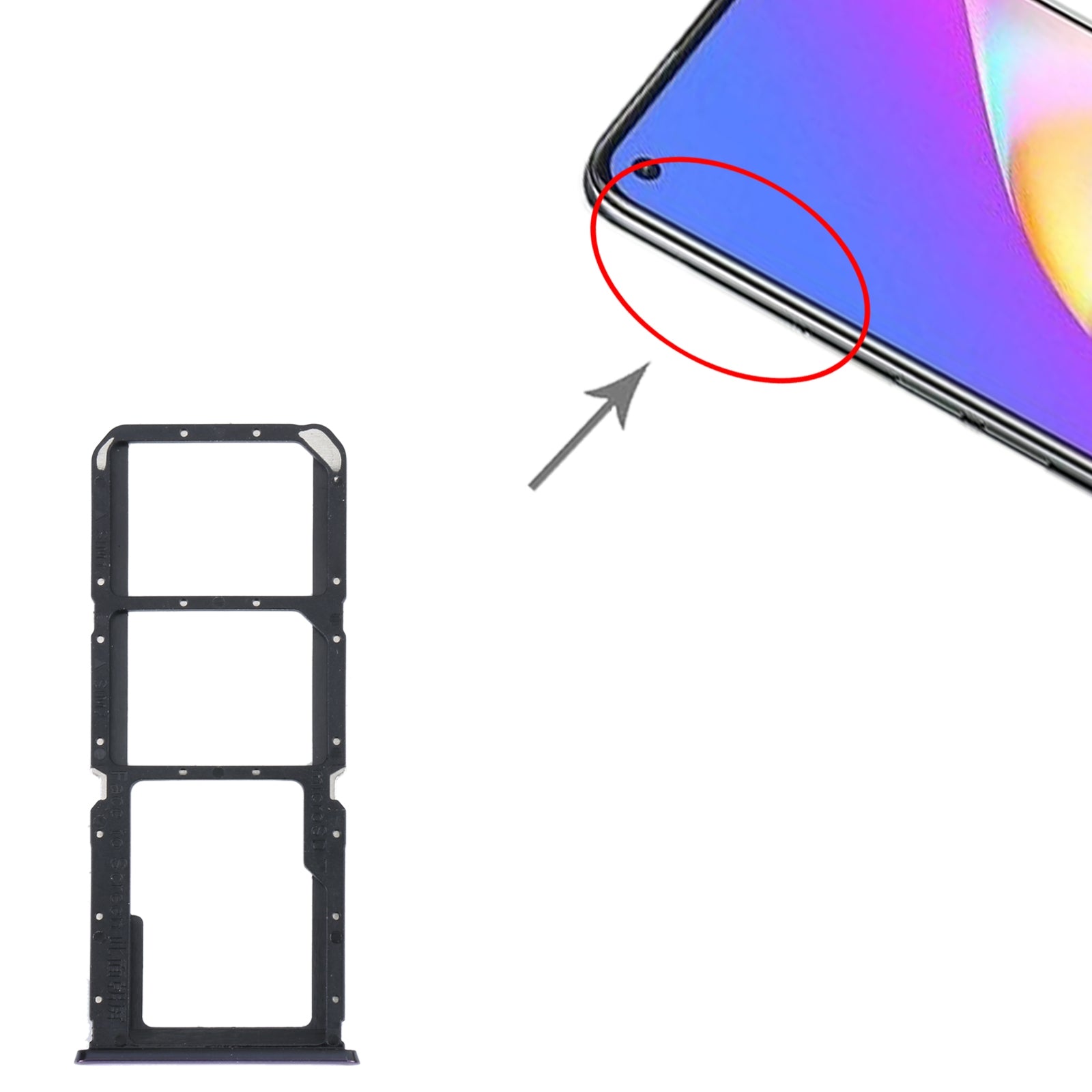 For OPPO Reno5 Lite / Reno5 F / A94 4G SIM Card Tray + SIM Card Tray + Micro SD Card Tray (Purple)