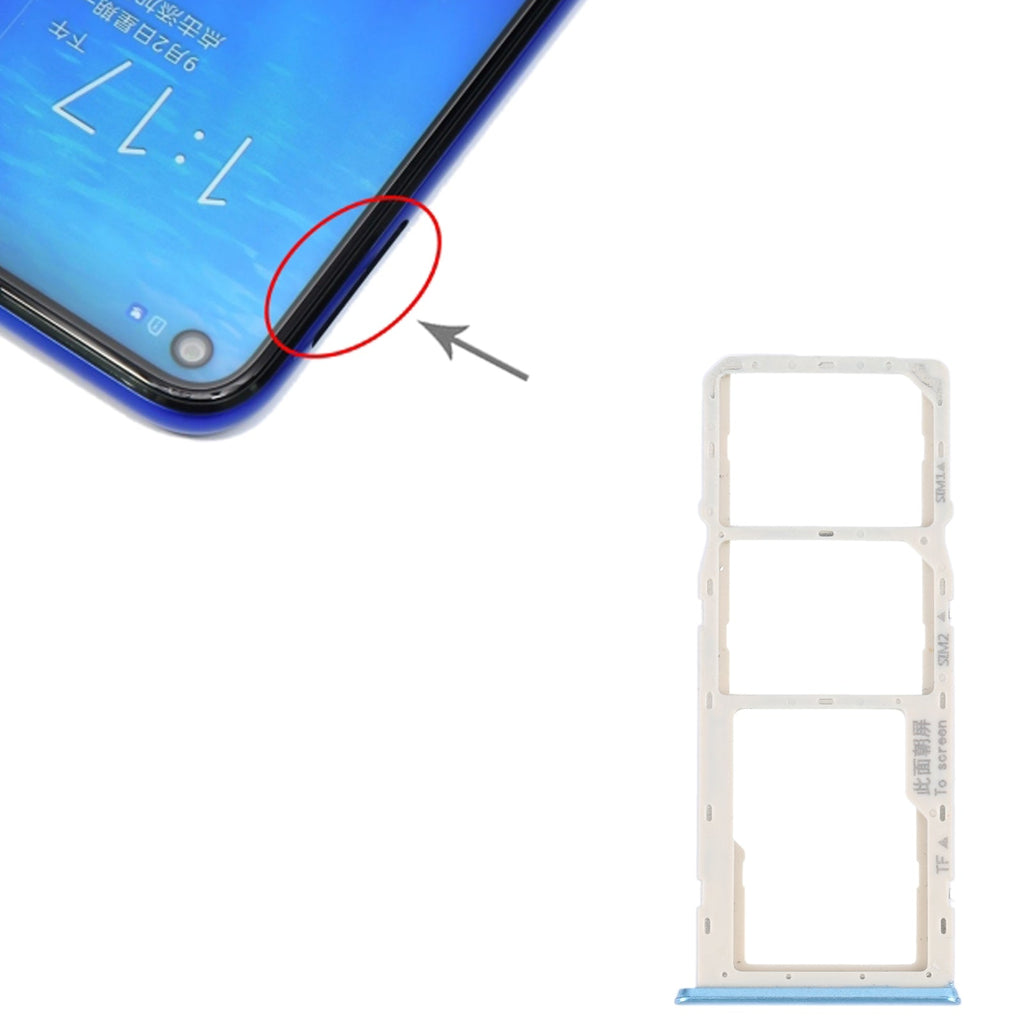 For OPPO A16K SIM Card Tray + SIM Card Tray + Micro SD Card Tray (Blue)