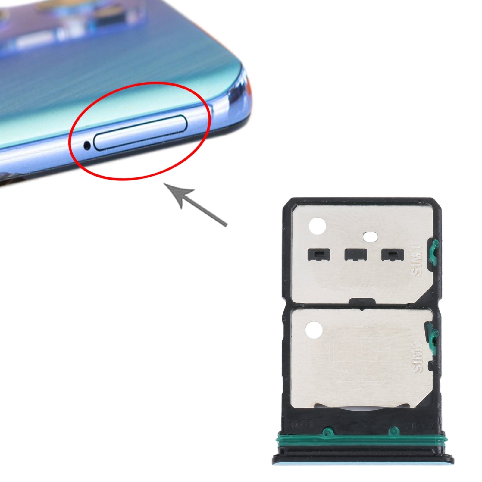 For OPPO Reno7 5G China / Reno7 5G SIM Card Tray + SIM Card Tray + Micro SD Card Tray (Green)