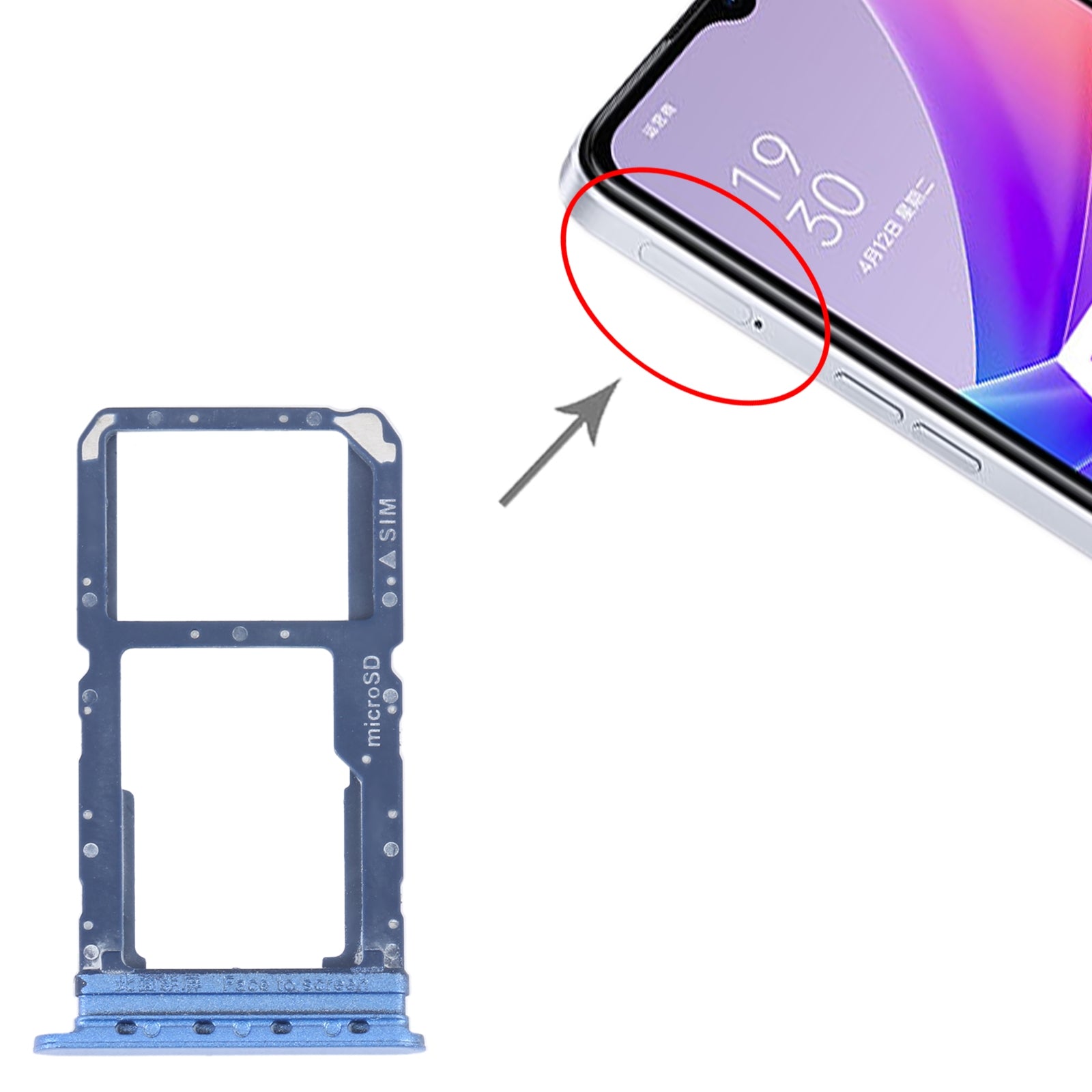 For OPPO A57 5G / A77 5G / K10 5G SIM Card Tray + SIM / Micro SD Card Tray (Purple)