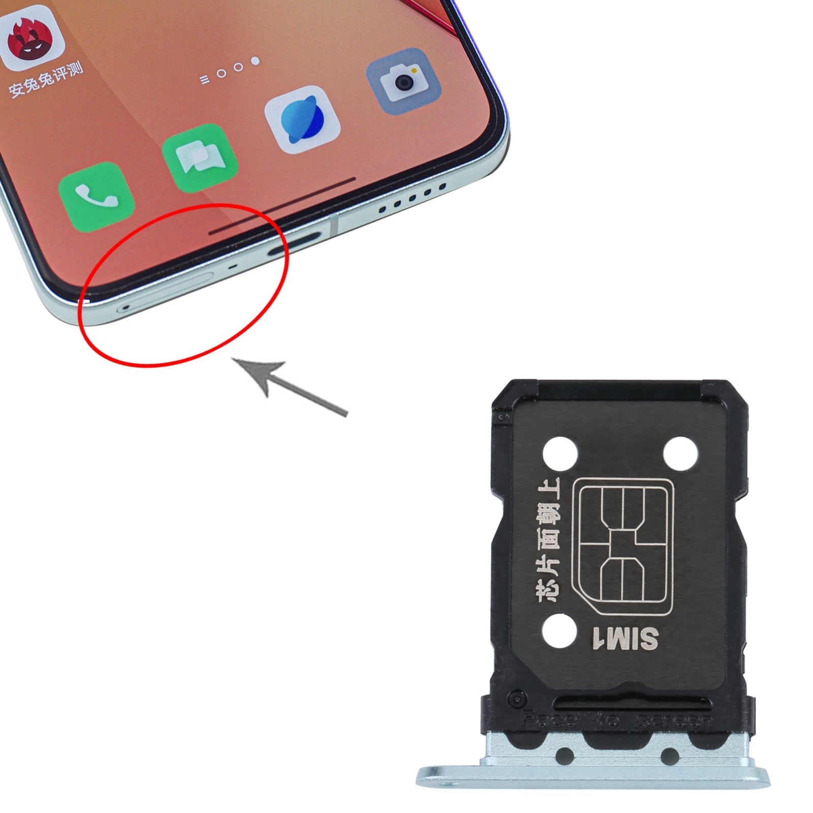 For OPPO Reno8 Pro+ / Reno8 Pro 5G / Reno8 Pro China SIM Card Tray + SIM Card Tray (Green)