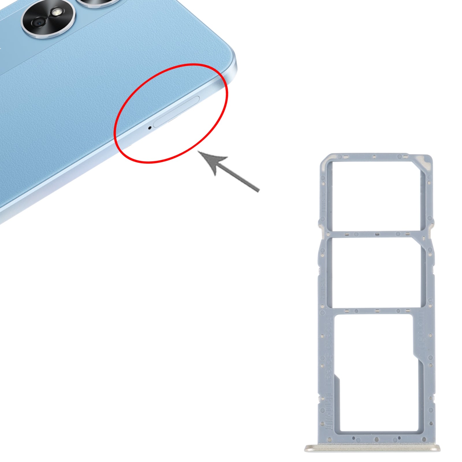 For OPPO A17 SIM Card Tray + SIM Card Tray + Micro SD Card Tray (Gold)
