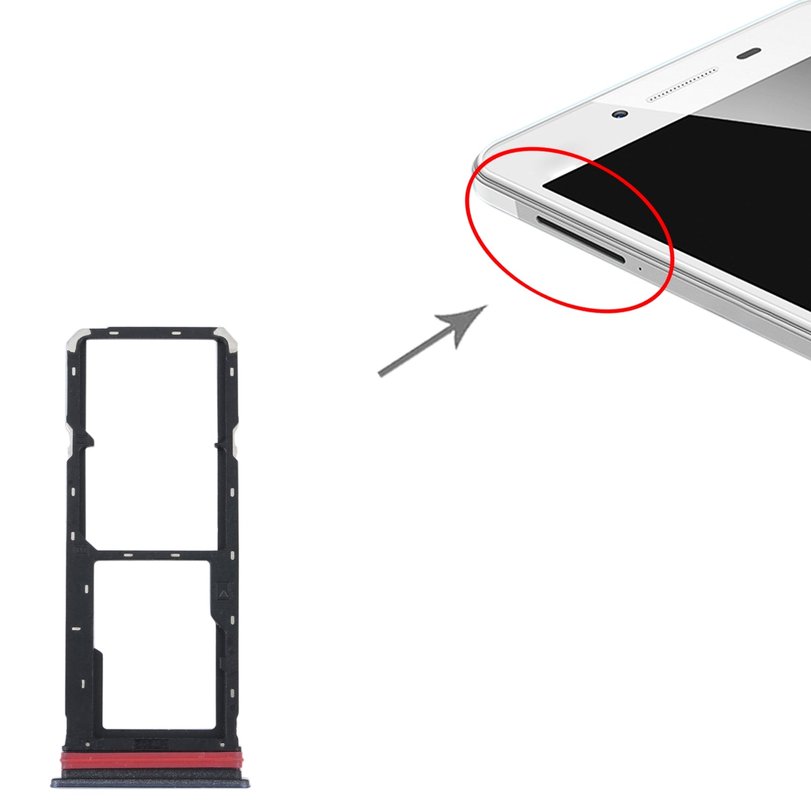 For vivo Y35 4G SIM Card Tray + SIM Card Tray + Micro SD Card Tray (Black)