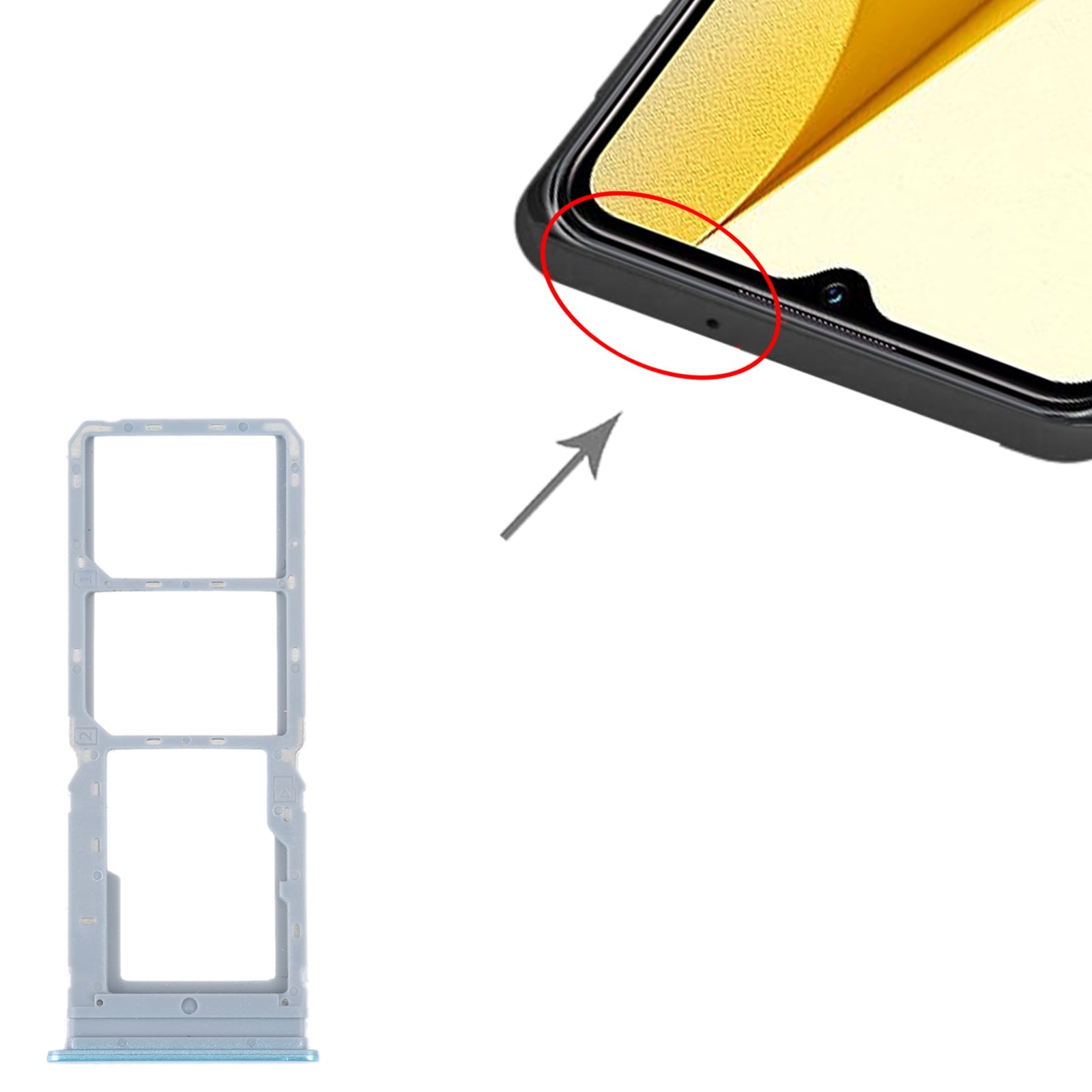 For vivo Y16 SIM Card Tray + SIM Card Tray + Micro SD Card Tray (Blue)