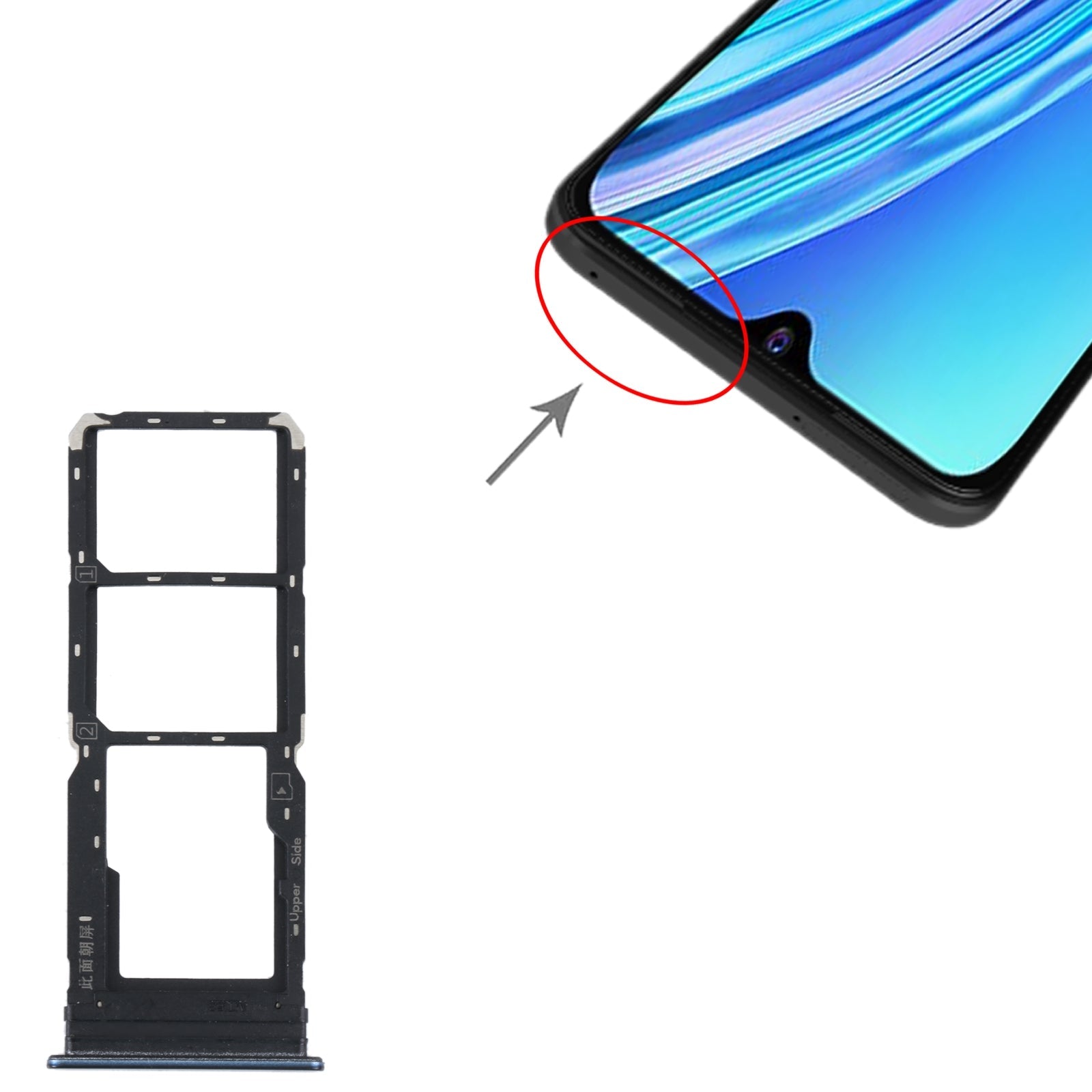 For vivo Y21 2021 / Y21S / Y21T / Y21T India SIM Card Tray + SIM Card Tray + Micro SD Card Tray (Dark Blue)