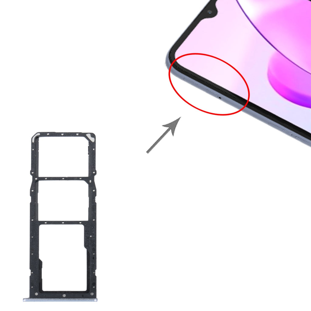 For Realme C31 SIM Card Tray + SIM Card Tray + Micro SD Card Tray (Silver)