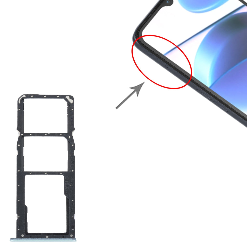 For Realme C35 SIM Card Tray + SIM Card Tray + Micro SD Card Tray (Green)