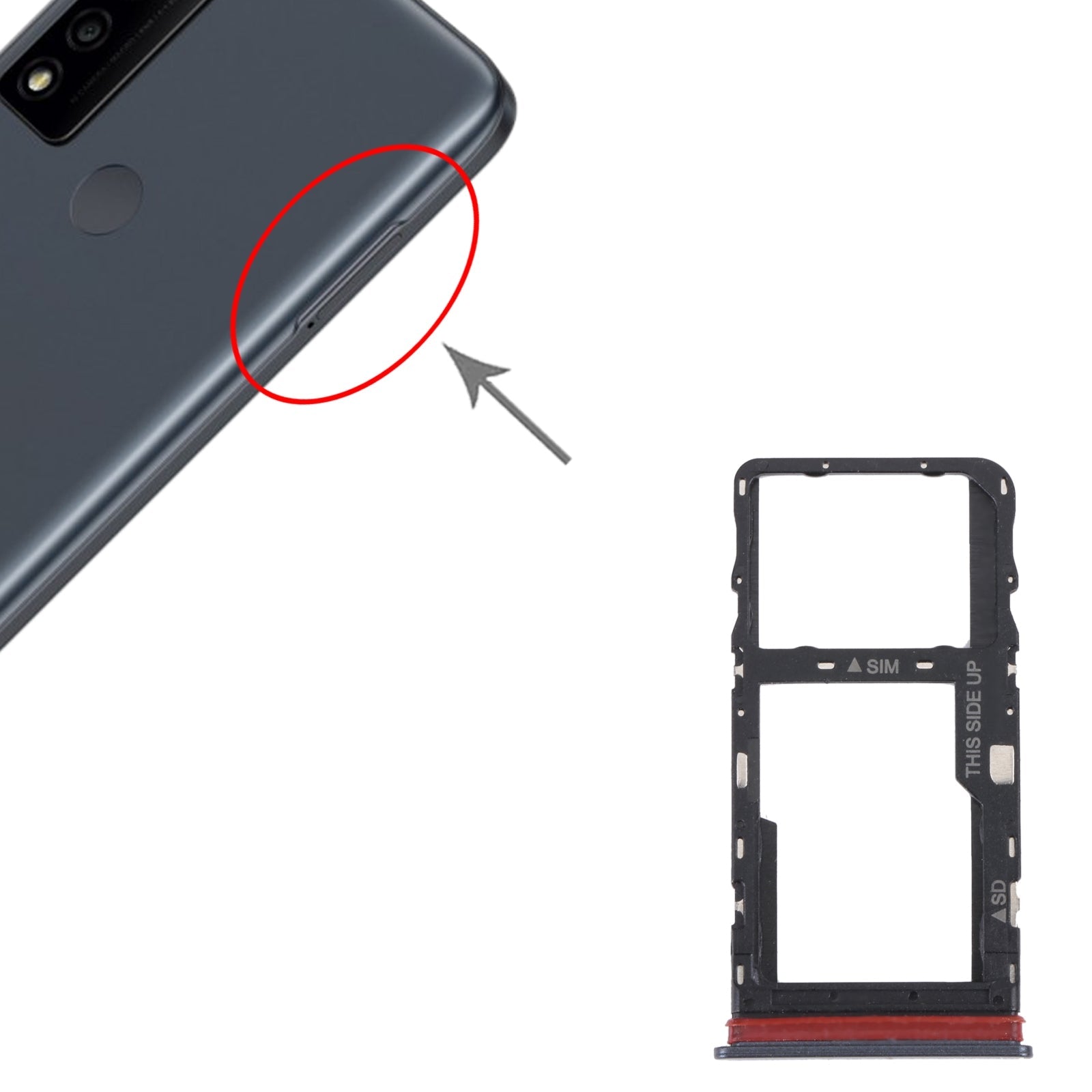 For TCL 30 V 5G Original SIM Card Tray + Micro SD Card Tray(Black)