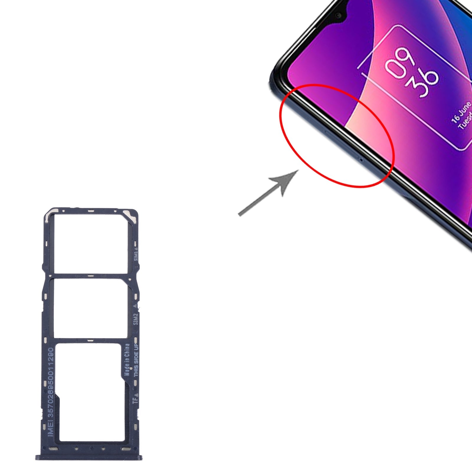 For TCL 30 SE / 30E / 305 / 306 Original SIM Card Tray + SIM Card Tray + Micro SD Card Tray(Blue)