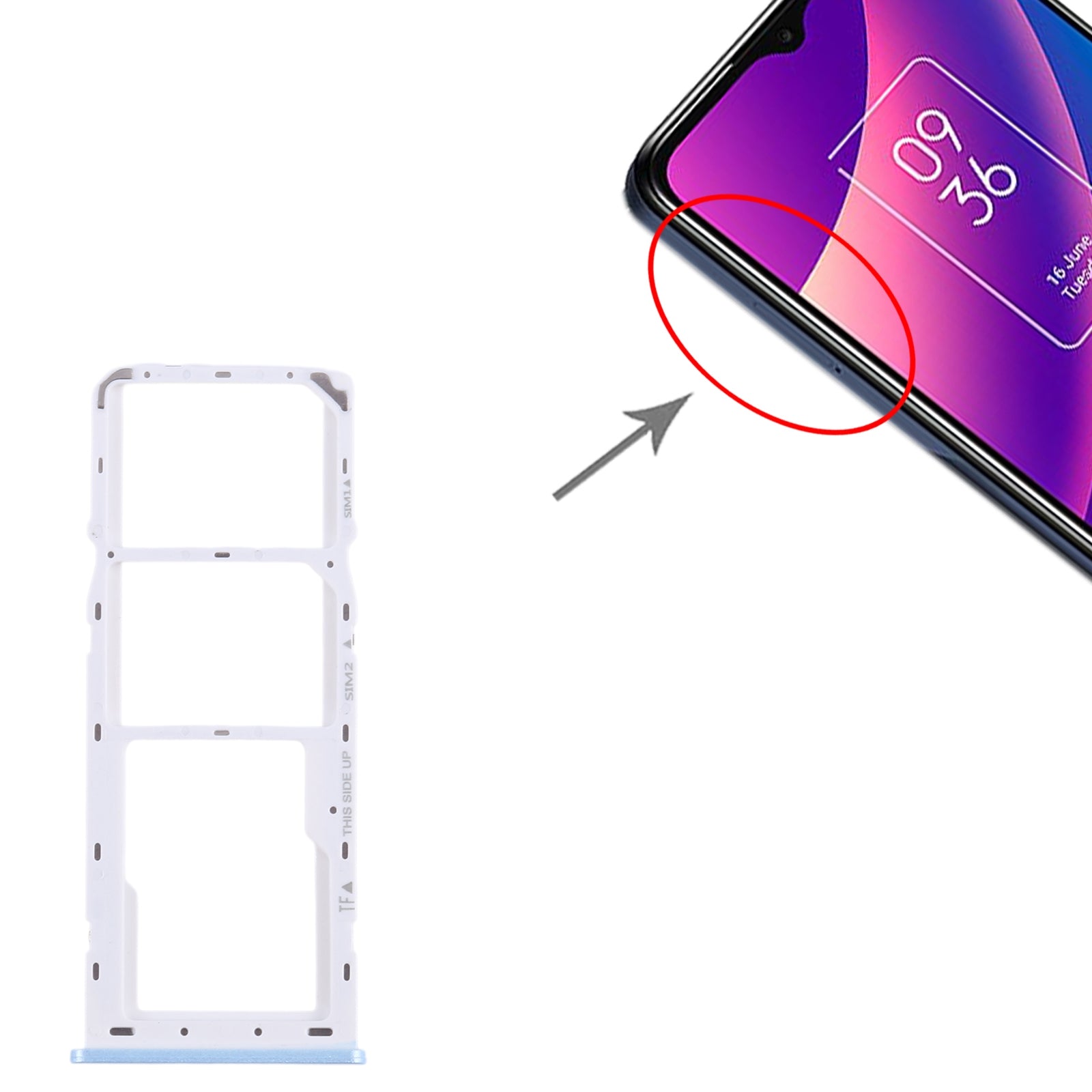For TCL 30 SE / 30E / 305 / 306 Original SIM Card Tray + SIM Card Tray + Micro SD Card Tray (Baby Blue)