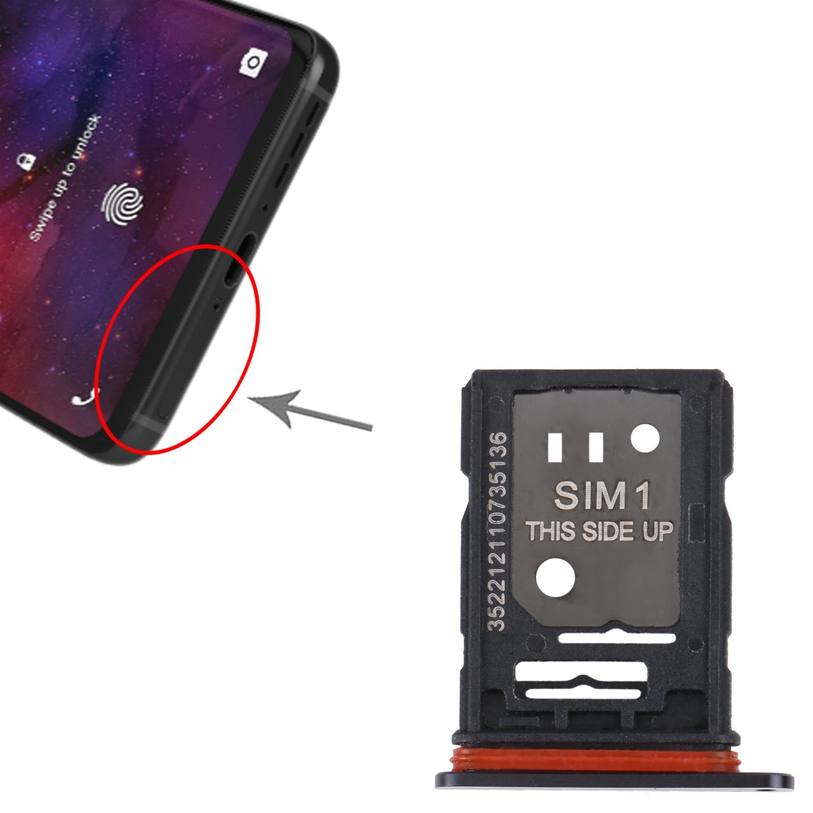 For TCL 10 Pro Original SIM Card Tray + SIM / Micro SD Card Tray(Black)
