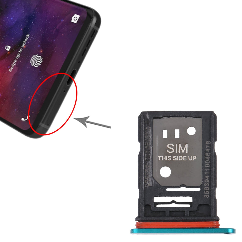 For TCL 10 Pro Original SIM Card Tray + SIM / Micro SD Card Tray(Green)