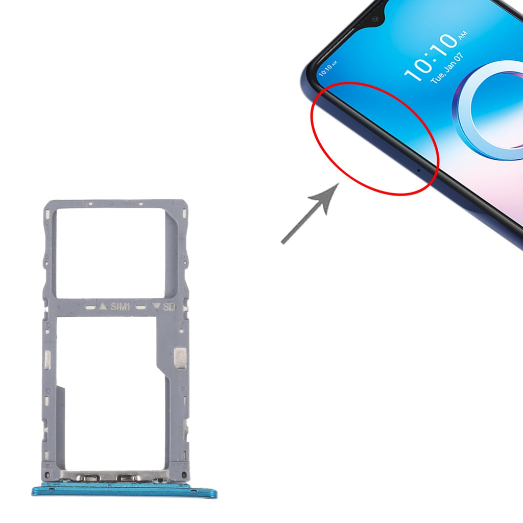 For Alcatel 3L 2020 Original SIM Card Tray + Micro SD Card Tray (Green)