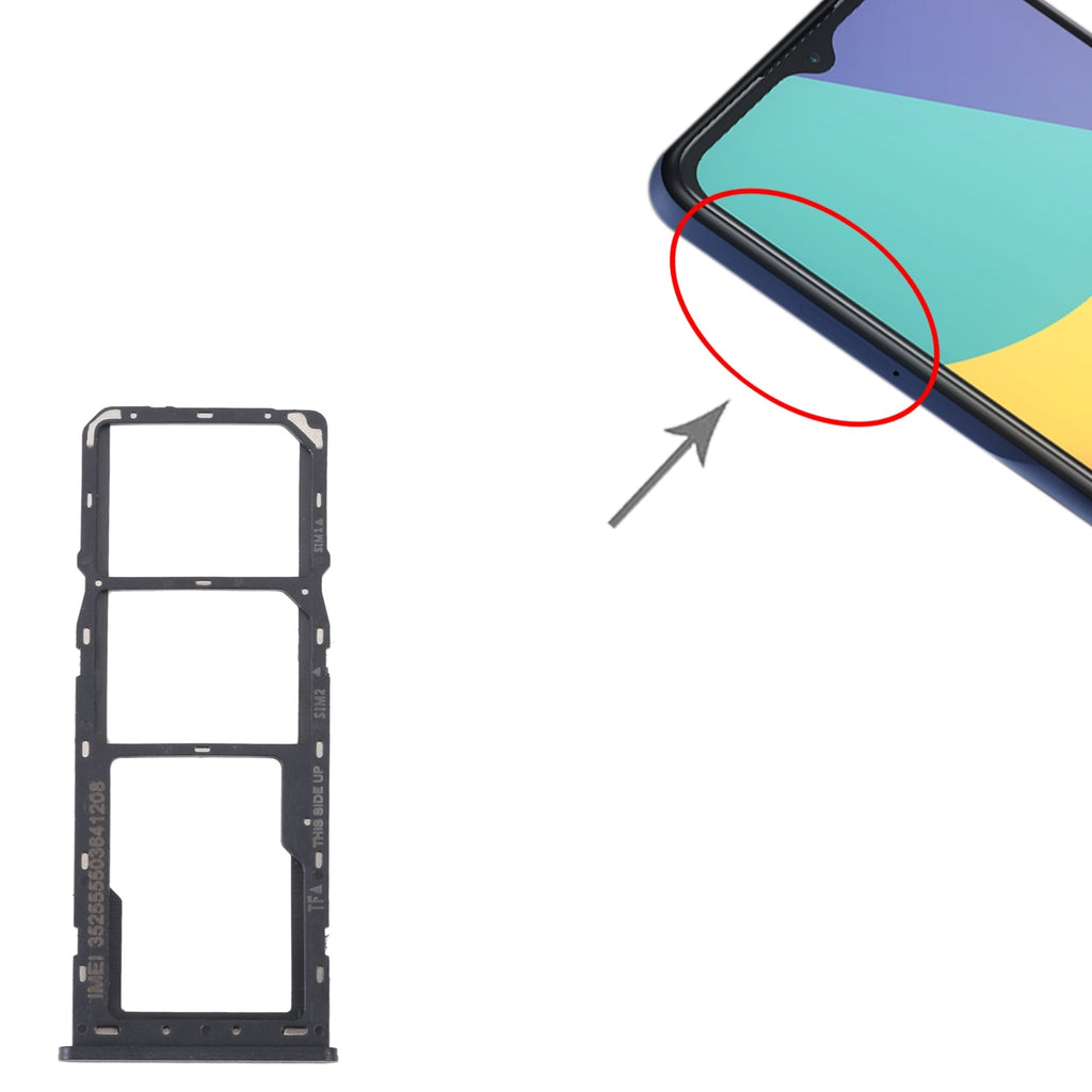 For Alcatel 1V 2021 Original SIM Card Tray + SIM Card Tray + Micro SD Card Tray(Black)