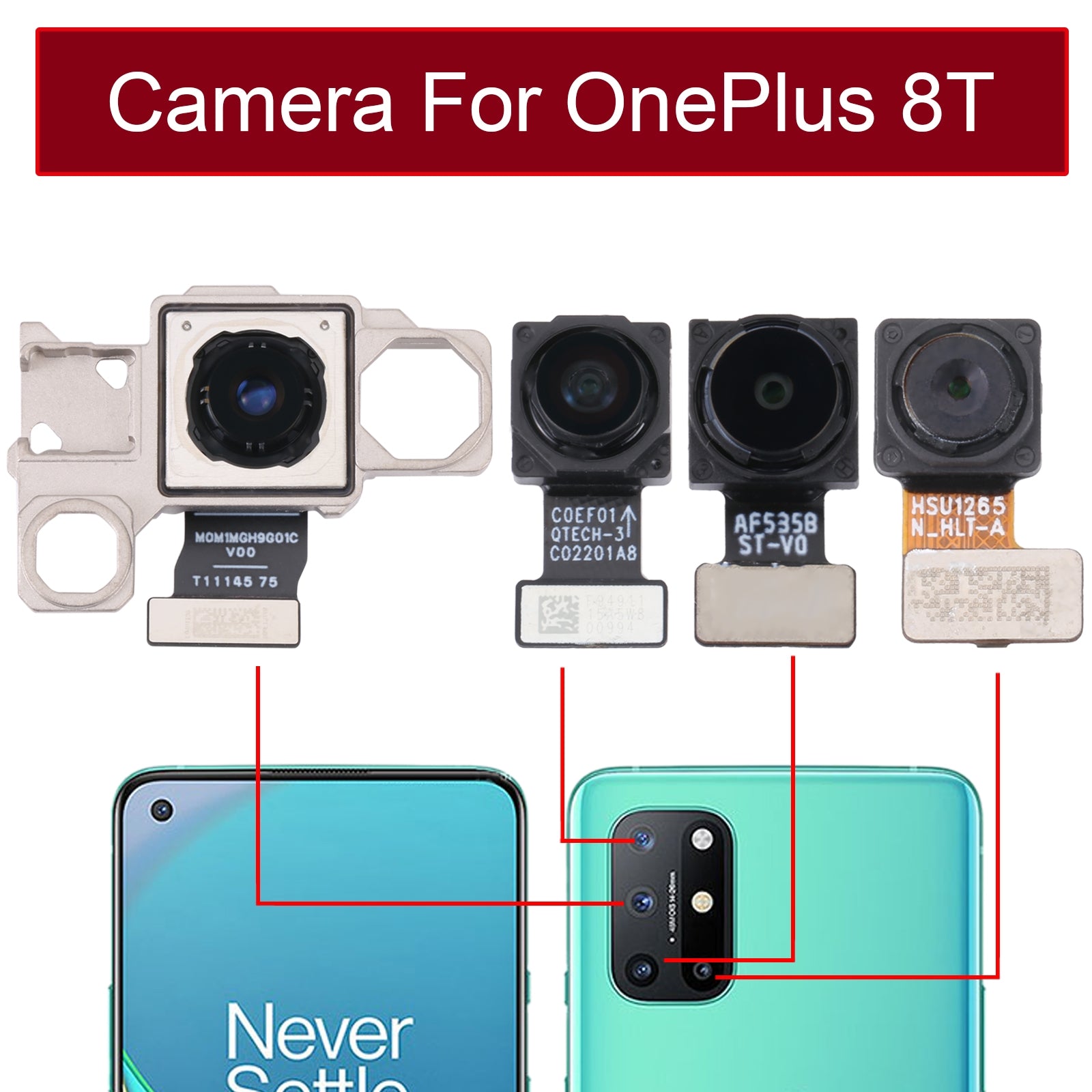 For OnePlus 8T Black White Style Back Facing Camera