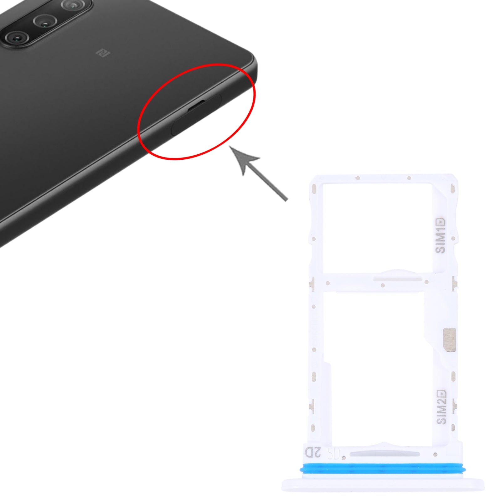 For Sony Xperia 10 IV Original SIM Card Tray + SIM / Micro SD Card Tray (White)