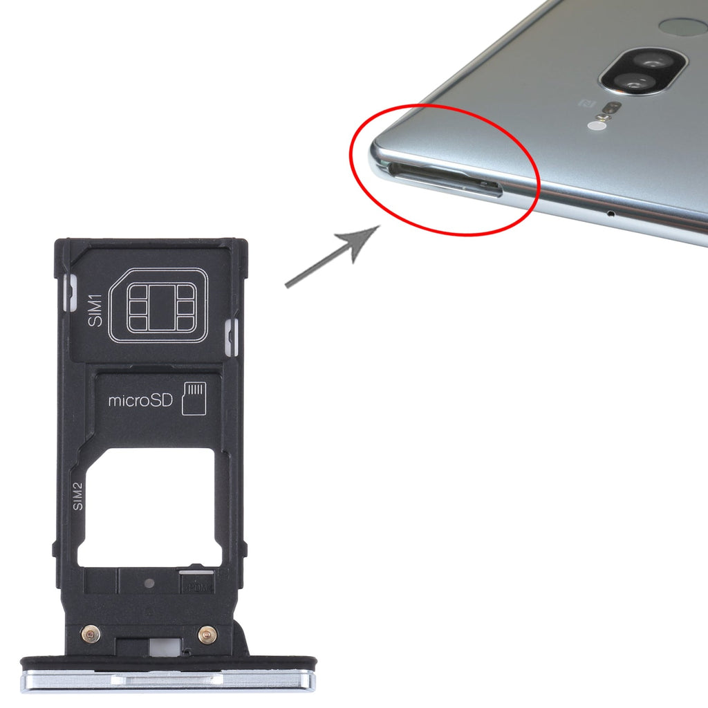 For Sony Xperia XZ2 Premium Original SIM Card Tray + SIM / Micro SD Card Tray (Silver)