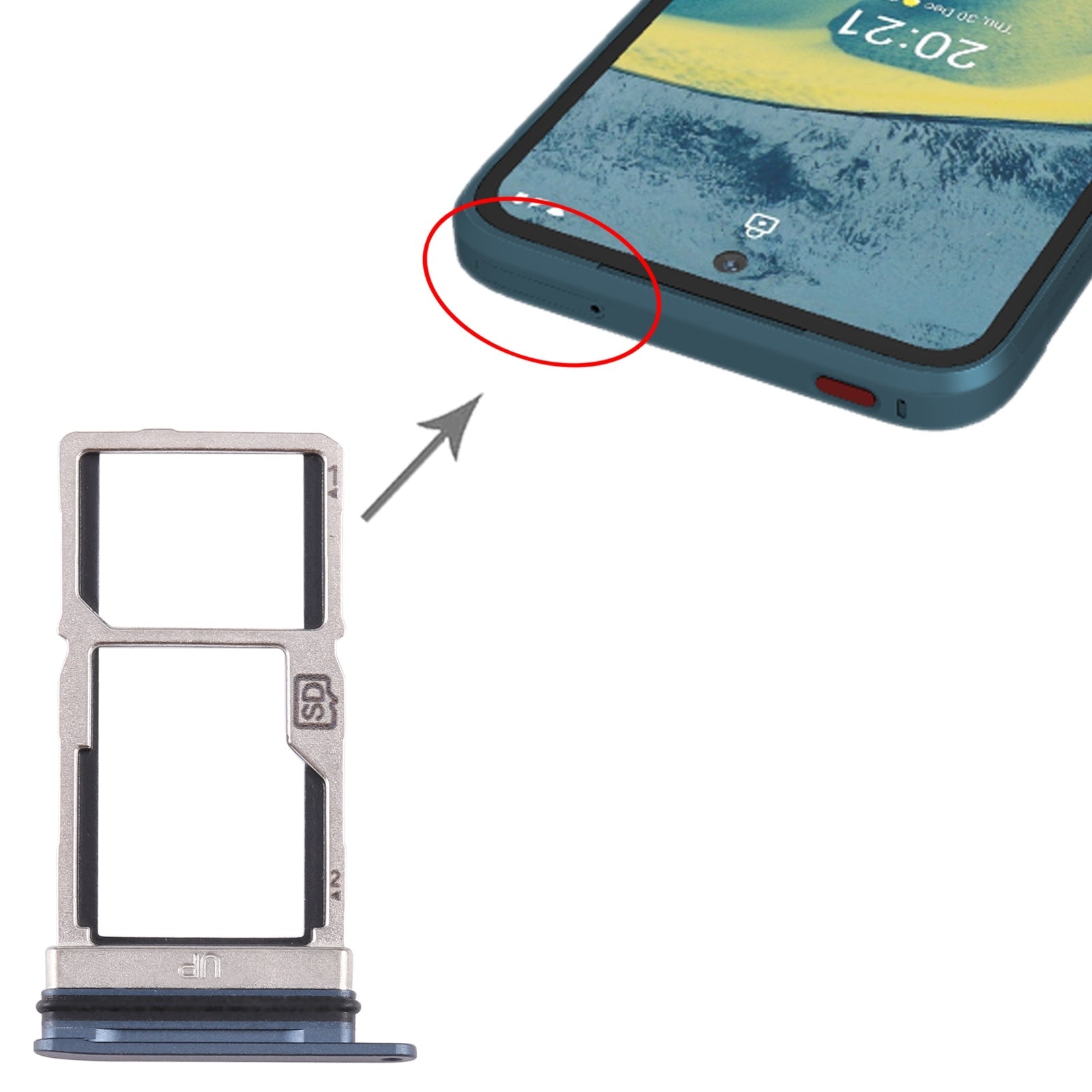 For Nokia XR20 Original SIM Card Tray + SIM / Micro SD Card Tray (Blue)