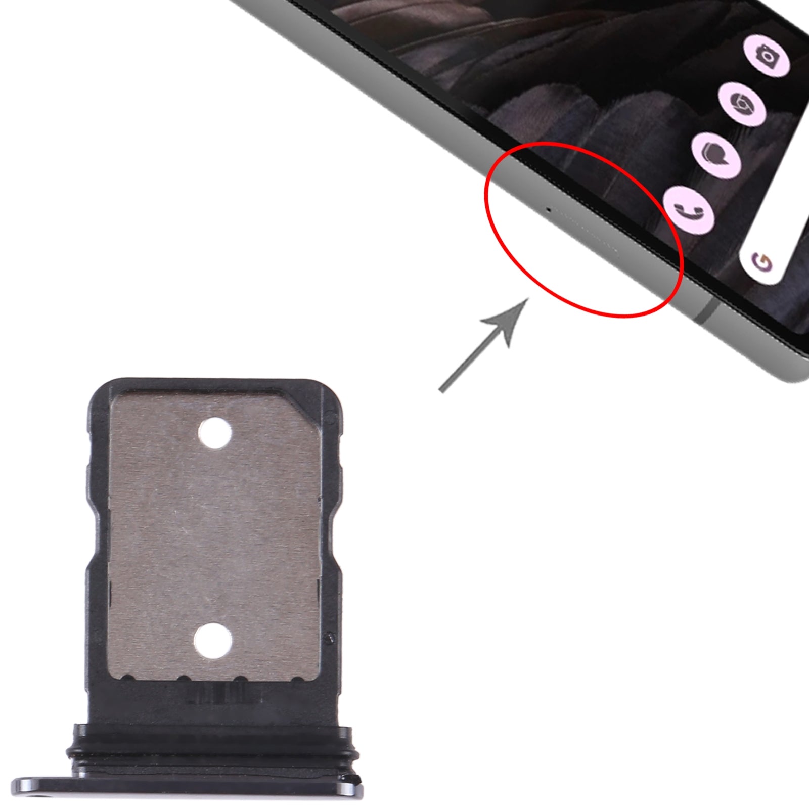 For Google Pixel 7A Original SIM Card Tray with SIM Pin (Black)