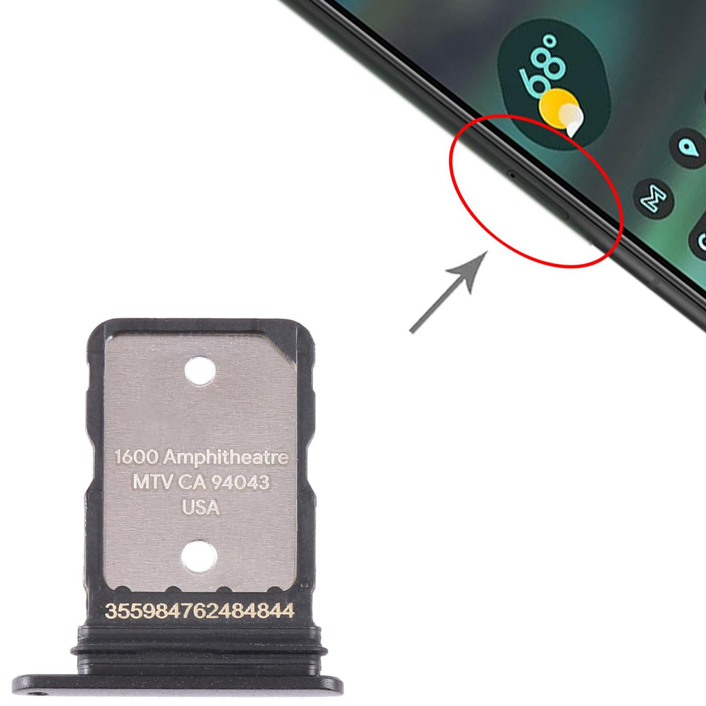 For Google Pixel 6A Original SIM Card Tray with SIM Pin (Black)