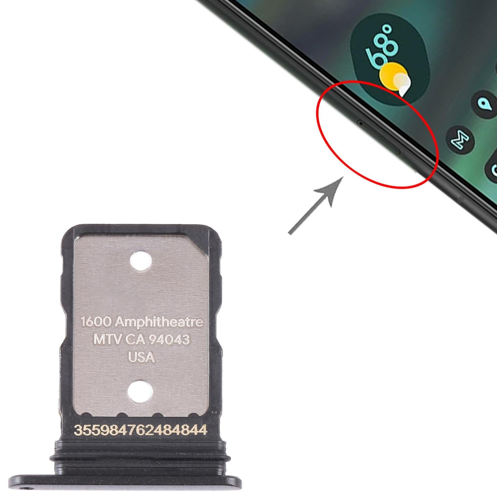 For Google Pixel 6A Original SIM Card Tray with SIM Pin (Black)