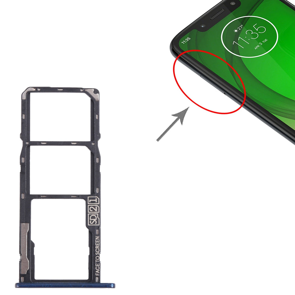 For Motorola Moto G7 Play SIM Card Tray + SIM Card Tray + Micro SD Card Tray (Blue)