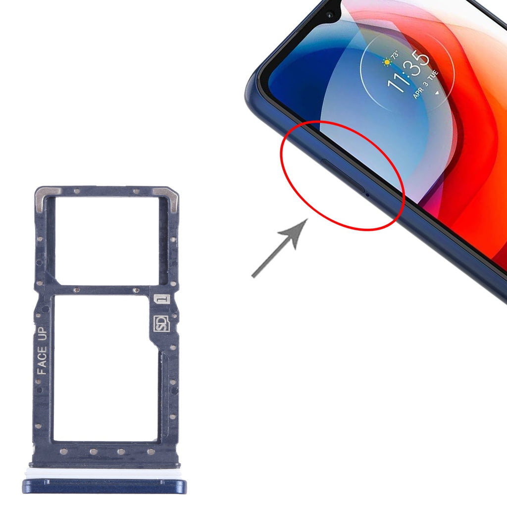 For Motorola Moto G Play 2021 SIM Card Tray + Micro SD Card Tray (Blue)