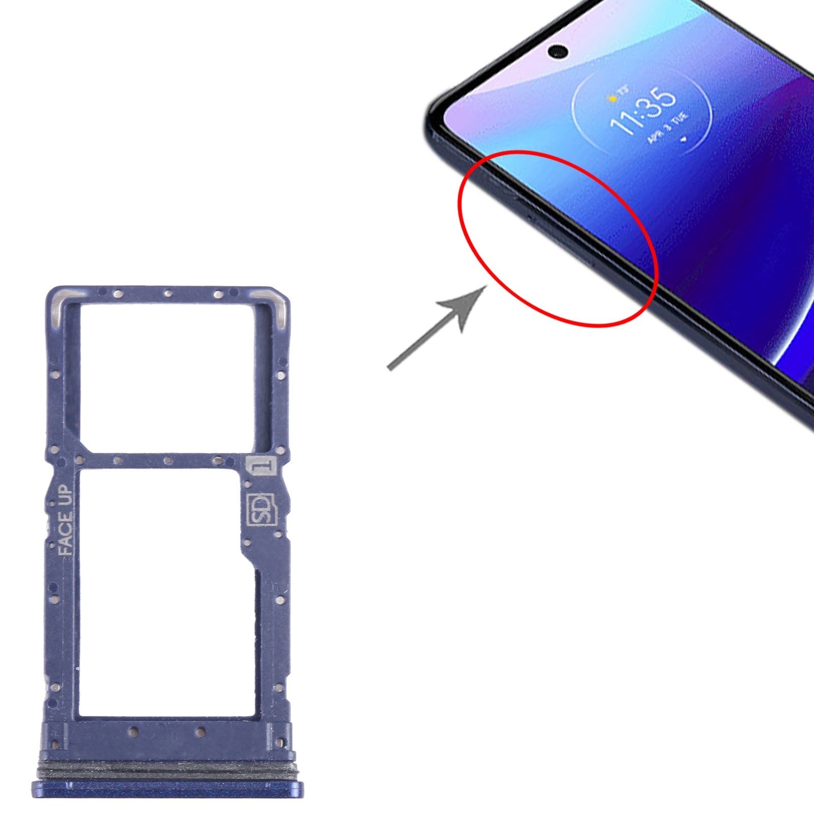 For Motorola Moto G Stylus 2022 SIM Card Tray + Micro SD Card Tray (Blue)