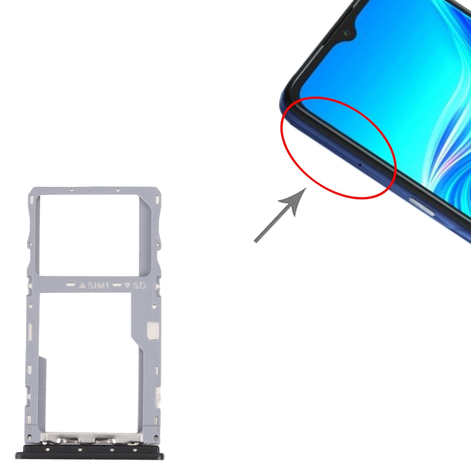 For TCL 20Y Original SIM Card Tray + Micro SD Card Tray (Black)