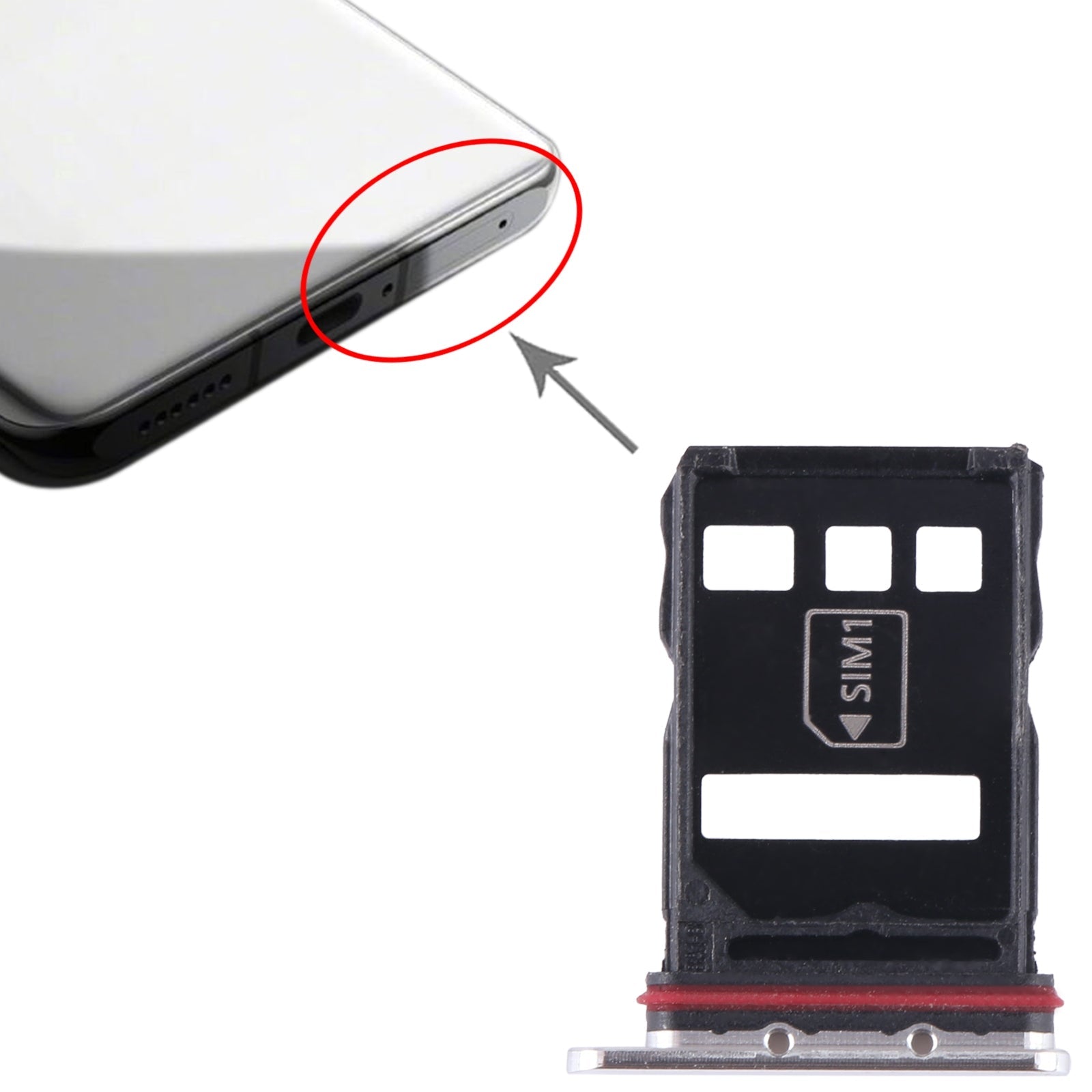 For Huawei P50E SIM + NM Card Tray (Silver)