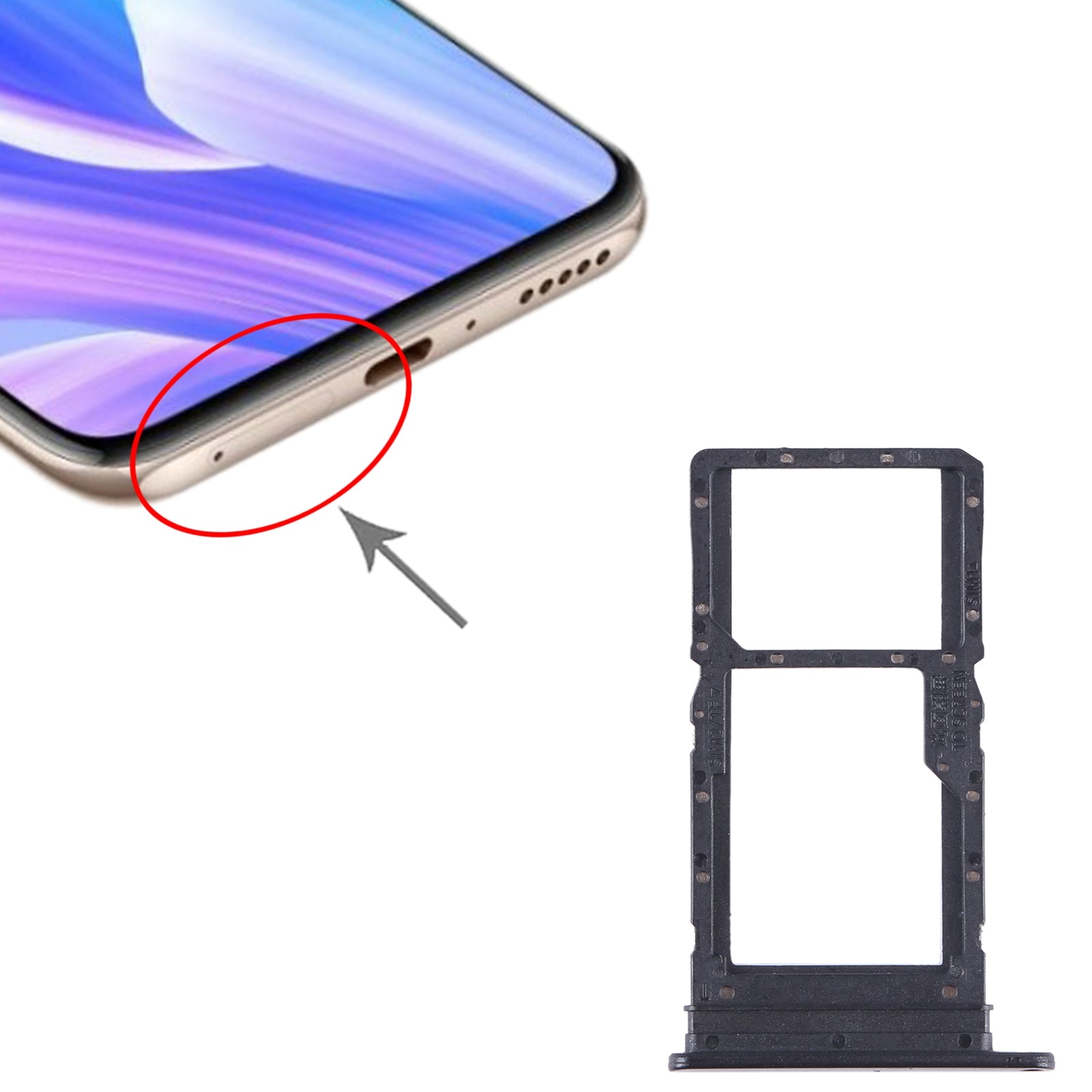 For Huawei Enjoy 30 Plus SIM + SIM / Micro SD Card Tray (Black)