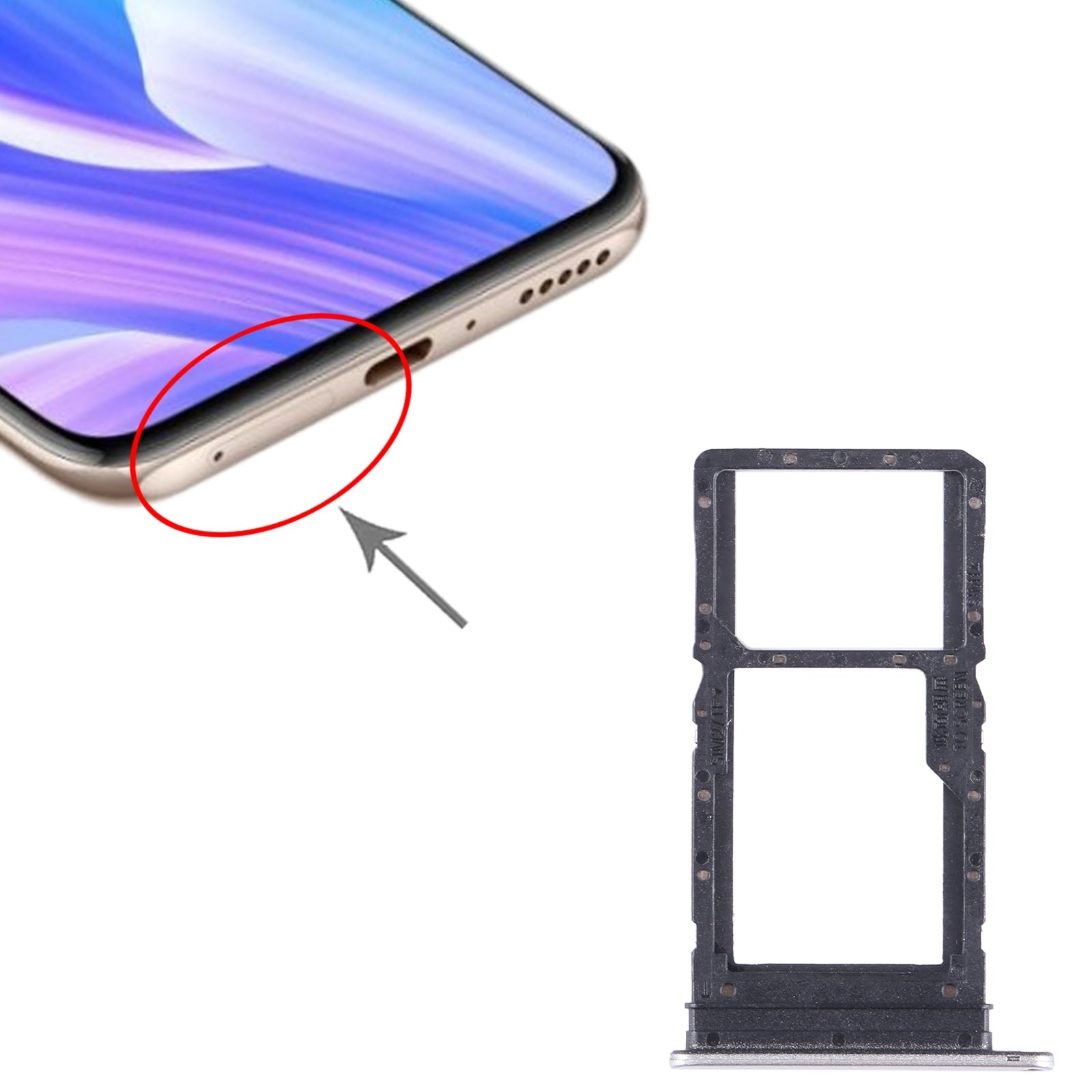 For Huawei Enjoy 30 Plus SIM + SIM / Micro SD Card Tray (Silver)