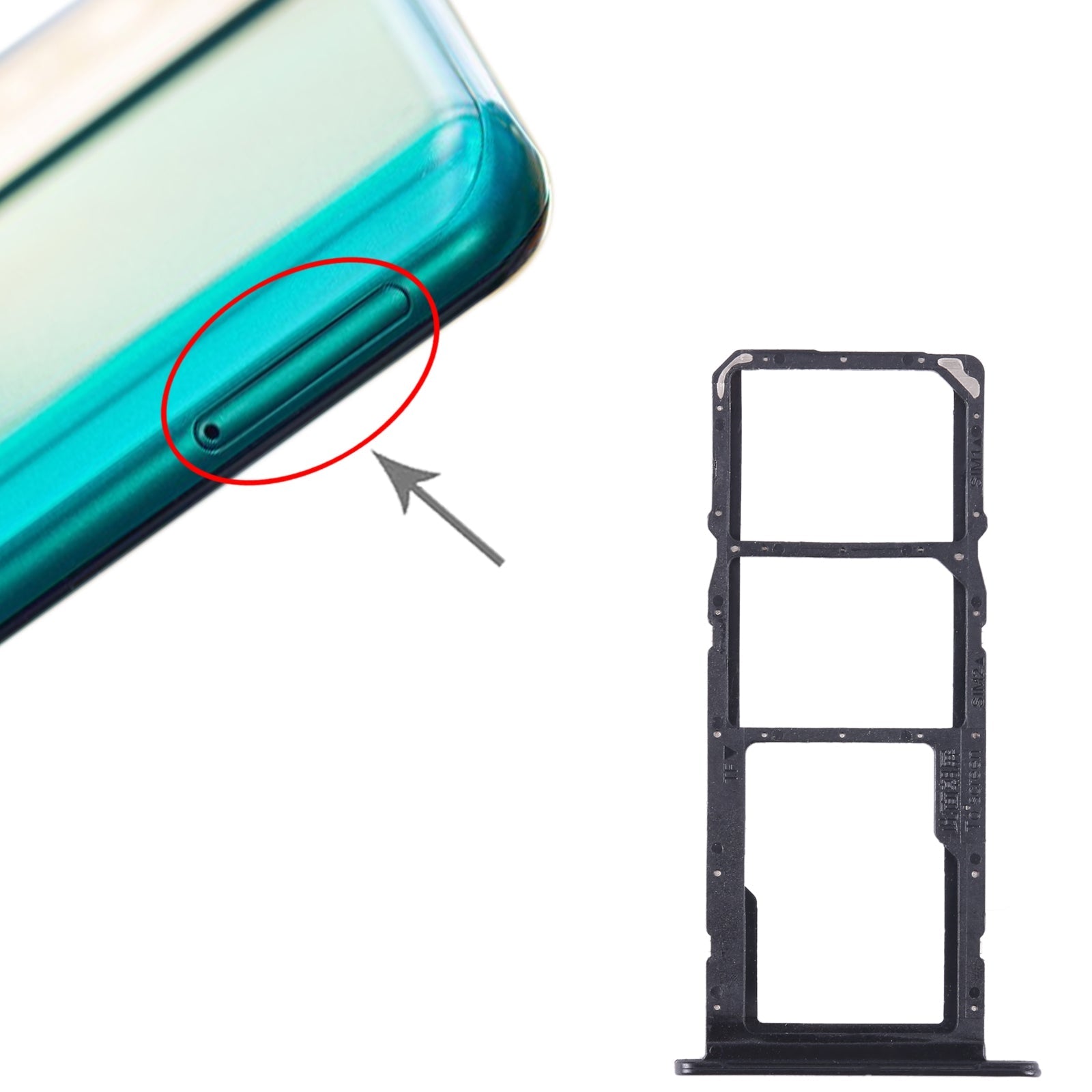 For Honor 10X Lite SIM + SIM + Micro SD Card Tray (Black)