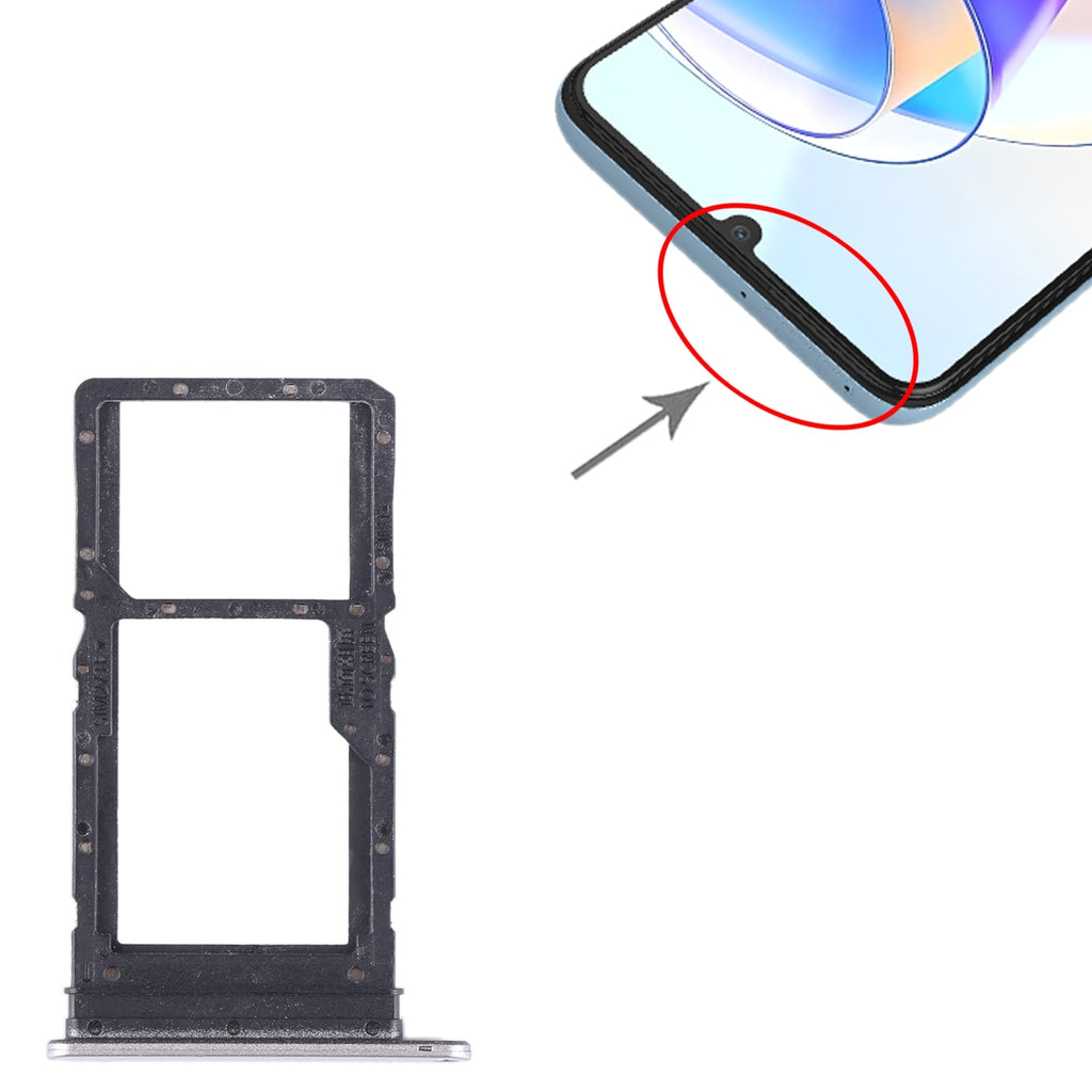 For Honor X7a SIM + SIM / Micro SD Card Tray (Silver)