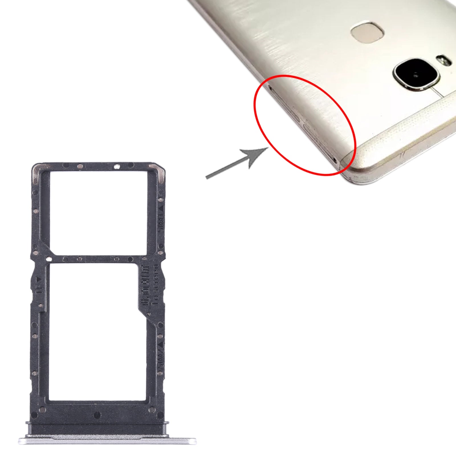 For Honor X5 SIM + SIM / Micro SD Card Tray (Silver)
