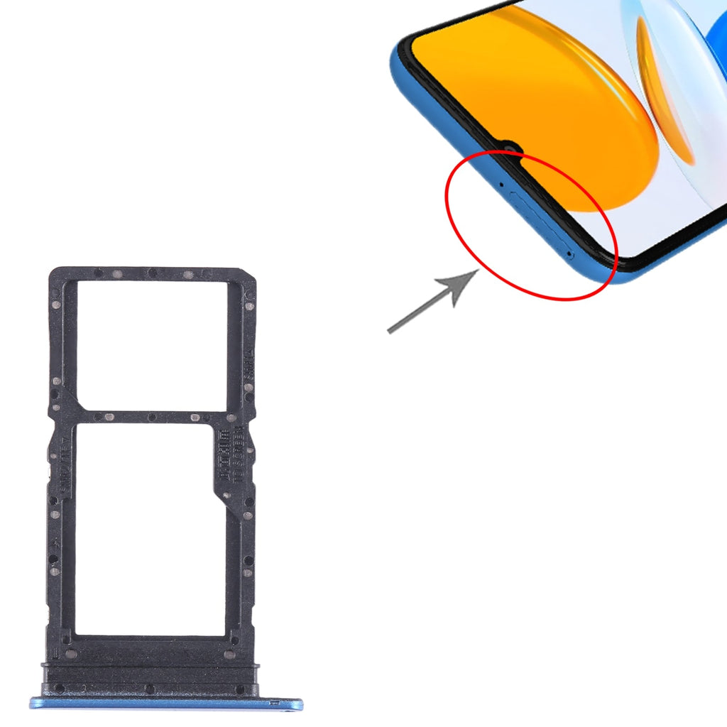 For Honor X7 SIM + SIM / Micro SD Card Tray (Blue)